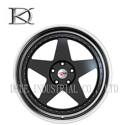 China Deep Dish 5 Spoke Concave Wheels With Lip , Black Concave Wheels 18