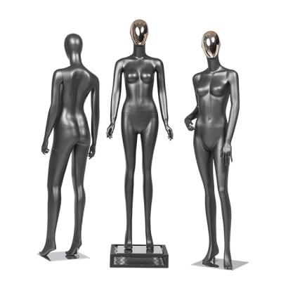 China Black Chroming Face Full Body Female Mannequin Adjustable For Showcase for sale