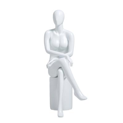 China 38CM Shoulder Fiberglass Curvy Sitting Mannequin Female Solid Construction for sale