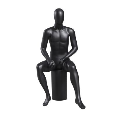 China Matte Black Mannequin Full Body Sitting Posture 145CM Height Solid Construction for sale