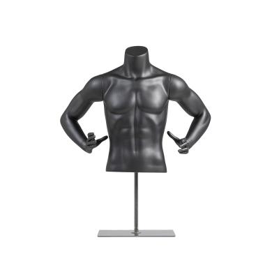 China Solid Material Matte Mens Half Body Mannequin Stand Upright For Tops Showing for sale