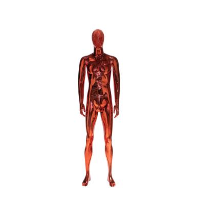 China Red Standing Full Body Male Mannequin Fiberglass Electroplated Fashionable for sale