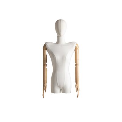 China Fashionable White Mannequin Half Body Female Stand Upright With 58cm Waist for sale