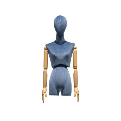 China White Blue Half Body Mannequin Stand With Twisted Waist And 80CM Hip for sale