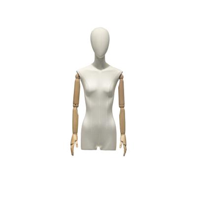 China Linen Wrapped Half Body Female Mannequin Stand Upright For Clothing Display for sale