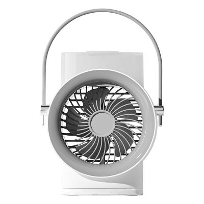 China 2022 Household New Arrival Rotary Mini Water Fan Rechargeable Usb Rechargeable Desktop Fan With Light for sale