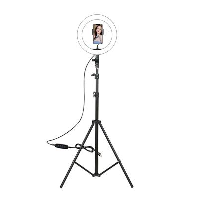 China 210cm Outdoor Height Adjustable Bracket 10 Inch Ring Light Mobile Phone Placement Tripod Warm White Light Live Broadcast for sale