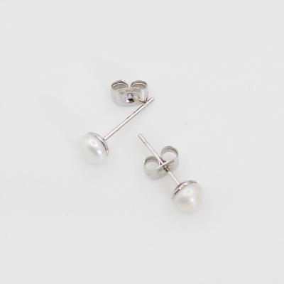 China Cute Hiphop Simple Design Pearl Stainless Steel Stud Earrings Wholesale Hoop Earrings Circle Earrings For Women Girls for sale