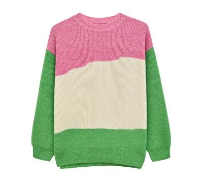 China High Quality Anti-Wrinkle Wholesale Intarsia Crewneck Women Knit Casual Pullovers Multi Color Pullover Sweater Tops Women for sale