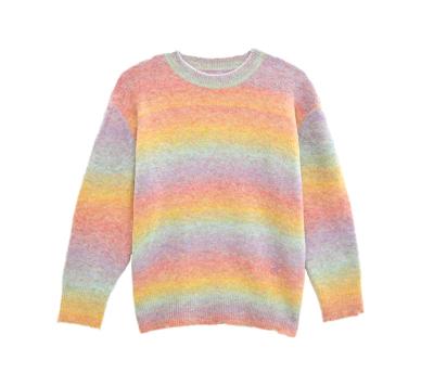 China Wholesale Unisex Winter Mohair Oversized Crewneck Anti-wrinkle Sweater Knitted Pullover Gradient Color Tie Dye Sweater Full Women for sale