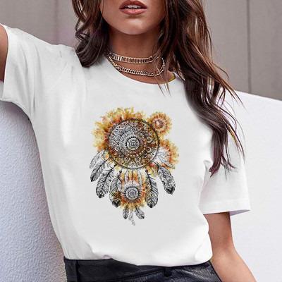 China Anti-wrinkle 2022 summer fashion trend all-match white color draw bottom neck summer round T-shirt for sale