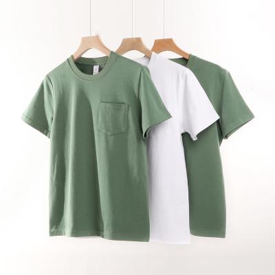 China Custom Made High Quality White Anti-Wrinkle T Shirts Manufactured Front Pockets Heavy Cotton T-Shirt for sale