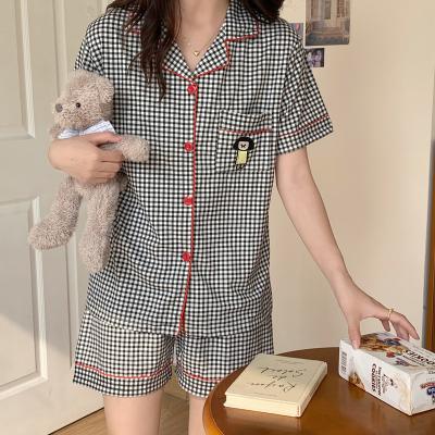 China Factory summer thin short sleeved women's breathable pajamas and shorts set cute cartoon style home clothes for sale