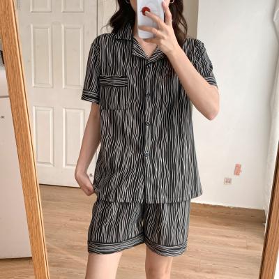 China Breathable the factory directly provides new short sleeved shorts, lapels, outdoor pajamas, two-piece suit, leisure home wear for sale