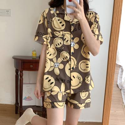 China Breathable the factory directly provides new short sleeved shorts, lapels, outdoor pajamas, two-piece suit, leisure home wear for sale