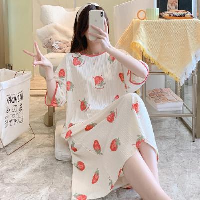 China QUICK DRY manufacturers for cotton nightgown female summer live broadcast knitting long explosive rims short sleeves thin net celebrity for sale