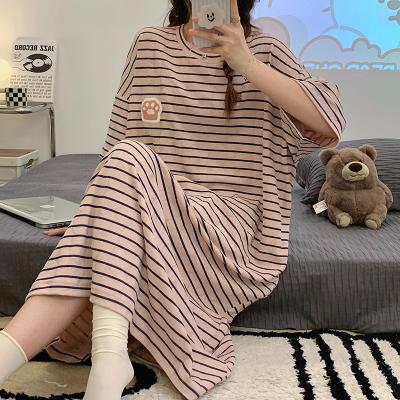 China QUICK DRY factory supply new summer cotton simple skirt round collar and stripe for sale