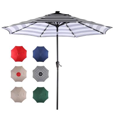 China New Frame Tiltable Crank Patio Black And White Striped Garden Parasol Umbrella for sale