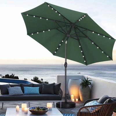 China 10ft Balcony Patio Umbrella UV Resistant Garden Umbrella Led Parasol  With Solar Light for sale