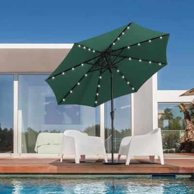 China Garden 10ft Solar-Powered Led Umbrella 360 Degree Center Pole Patio Umbrella for sale