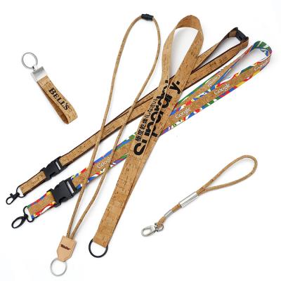 China ECO-friednly Eco-friendly Google printed plastic buckles clip accessories strings cork neck lanyard cork straps for sale