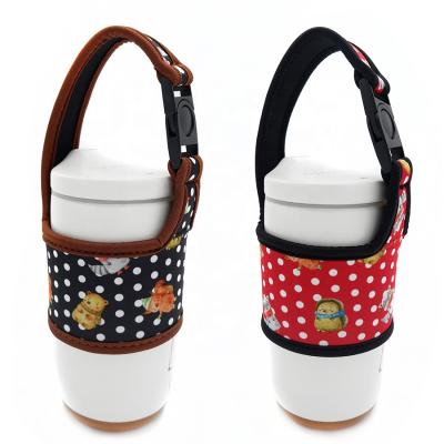 China Multiple Colorful Soft Cup Jacket Cup Sleeve Adjustable Strap Water Bottle Holder Pocket Coffee Mug Cup Holder Cover for sale