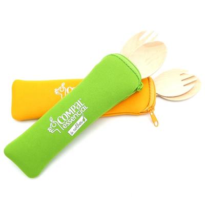 China Fashion Neoprene Cutlery Bag With Zipper Portable Washable Dinnerware Set Travel Cutlery Case for sale