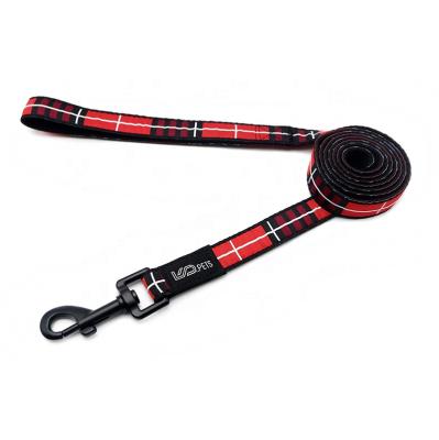 China Detached Lights Plaid Collar and Leashes Set Hands Free Adjustable Custom Logo Nylon Lanyard Dog Pet Product for sale