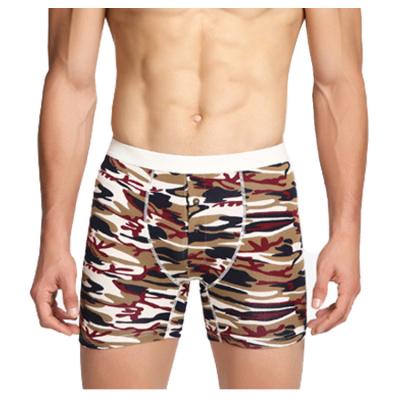 China Customized Cotton Elastic Mens Breathable Print Boxer Briefs Long Leg Underwear for sale