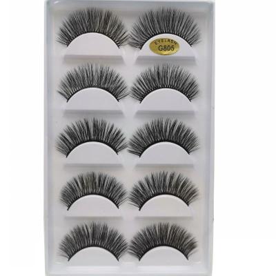 China G805 Thick 5 Pairs Natural 3d Mink Eyelashes Lashes False Eyelashes Strip Lashes 3d Beauty Bases Full Lashes for sale