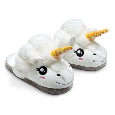 China Custom plush animal slippers, stuffed white unicorn, plush unicorn slippers for sale