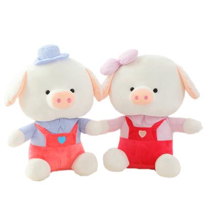 China Sitting Mini Lovely Couple Toys Plush Soft Stuffed Animal 15cm Valentine Pig Festival Gift for sale