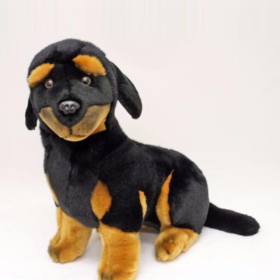 China Plush Custom Stuffed Dog Animal Toys , Plush Dogs That Look Real Soft Sitting Dog , Black Head for sale