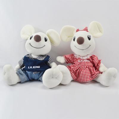 China Best valentine custom plush toy home size white mouse lovely with clothes for sale