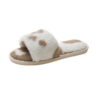 China Fashion Breathable Soft Indoor Home Women's Fuzzy Open Toe Women Fur Fluffy Warm Slides for sale