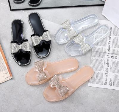 China New Fashion Trend PVC Sandals Women's Transparent Flats Shoes Jelly Shoes Ladies Beach Slides Feminine Large Size for sale