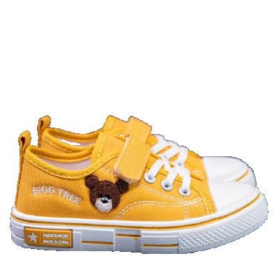 China Wholesale Big Boys Kids Cartoon Round Bear School Casual Sneakers Slip On Canvas Kids Shoes for sale