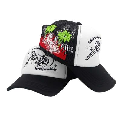 China HOT JOINT Custom Plus Size Version Full Embroidery Logo Baseball Mesh Caps 3D Embroidered Foam Trucker Hats Two Tone Hats for sale