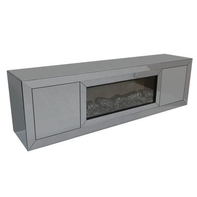 China Modern High End Mirrored TV Stand With Fireplace With 2 Doors 2020 for sale