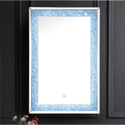 China Handcrafted Hot Selling Glittering Decorative Wall Mirror Rectangle Diamond LED Floor Mirror for sale