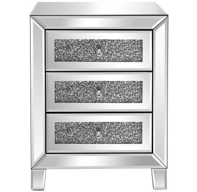 China Convertible Success Nightstand Guanding Mirrored Nightstand Bedside Table Bedroom Chest Of Drawers Mirrored Furniture for sale