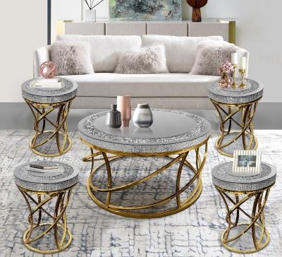 China (The Table Other) 2022 Diamond Furniture Mirrored Coffee Tables Adjustable Side End Crushed Coffee Tables Living Room Sets With Stainless Steel Legs for sale