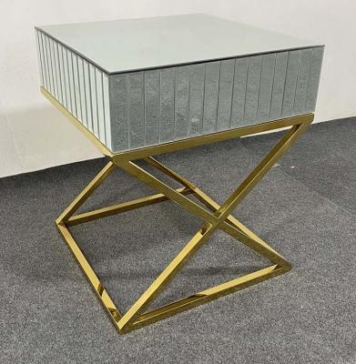 China (Other) Gahome Gold Stainless Steel Adjustable Mirrored Side Table Mirrored Coffee Table End Tables Sets for sale