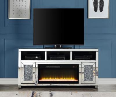 China Convertible Lounge Crushed Diamond Mirrored TV Stand With Electric Fireplace for sale