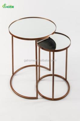 China CONSOLE TABLE Semicircle Mirror Metal Base Top Coffee Side Table for sale