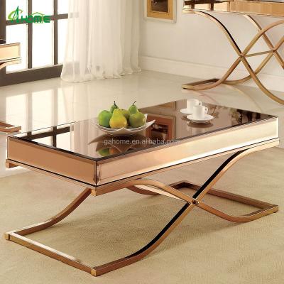 China Metal base CONSOLE TABLE cross legs mirror center tea table with awesome tawny painting for sale