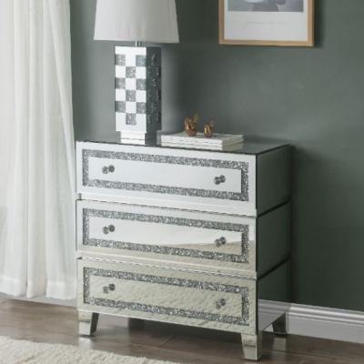 China (Other) Diamond Cabinet Silver Mirrored 3 Drawer Chest Crushed Adjustable for sale