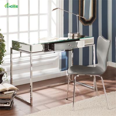 China Modern Mirrored Long Office Mirrored Glass Desk for sale