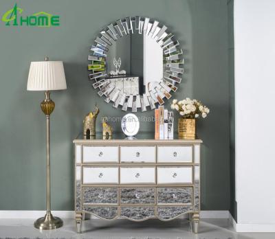 China Decorative elegant a set of mirror and mirrored furniture for sale