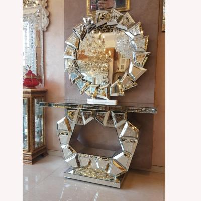 China Other living room mirrored furniture bevel console table with wall mirror for sale